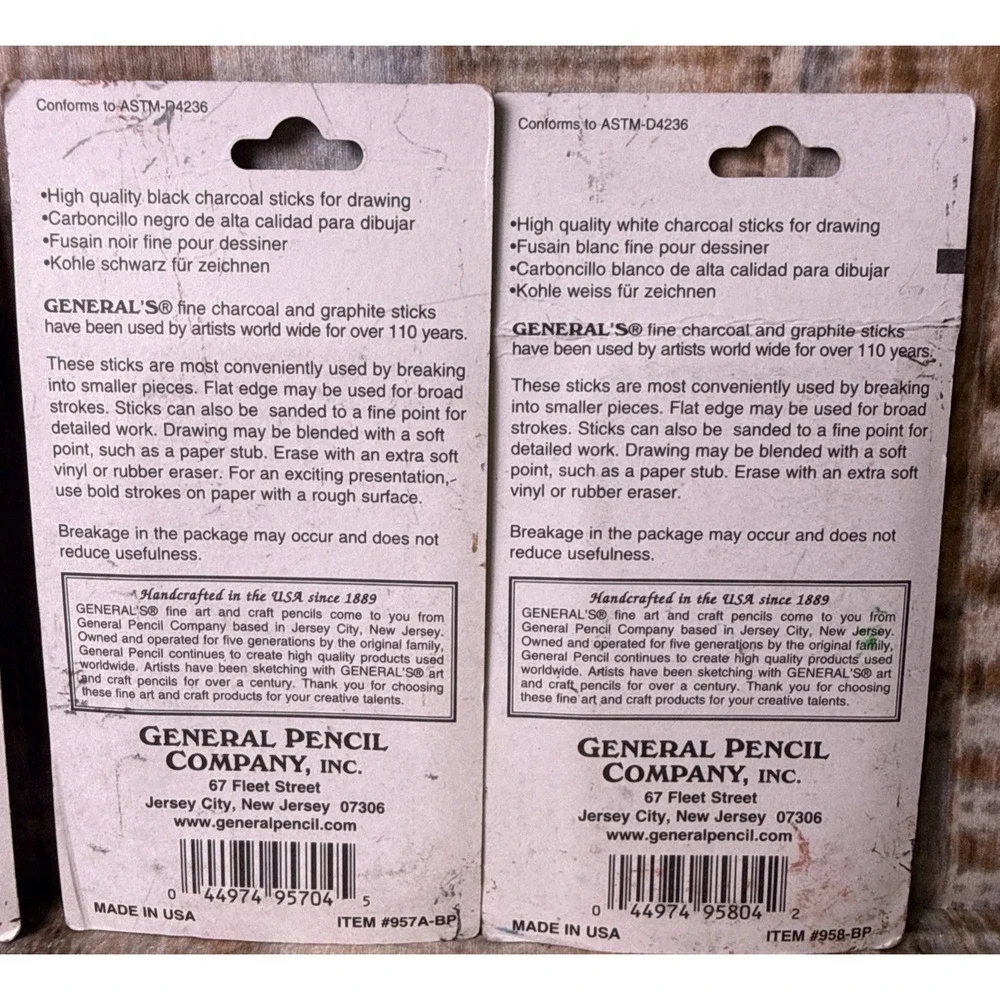 2 General Pencil 960ABP Generals Jumbo Charcoal/#957A-BP/#958-BP White